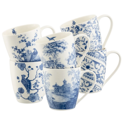 Aynsley Archive Blue Set of 6 Mugs