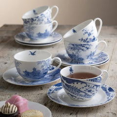 Aynsley Archive Blue Teacup & Saucers x6