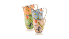 Aynsley Cottage Garden Footed Mugs Set x 4