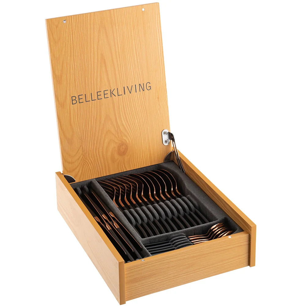 Belleek Living Noir 24 Piece Cutlery Wooden Box