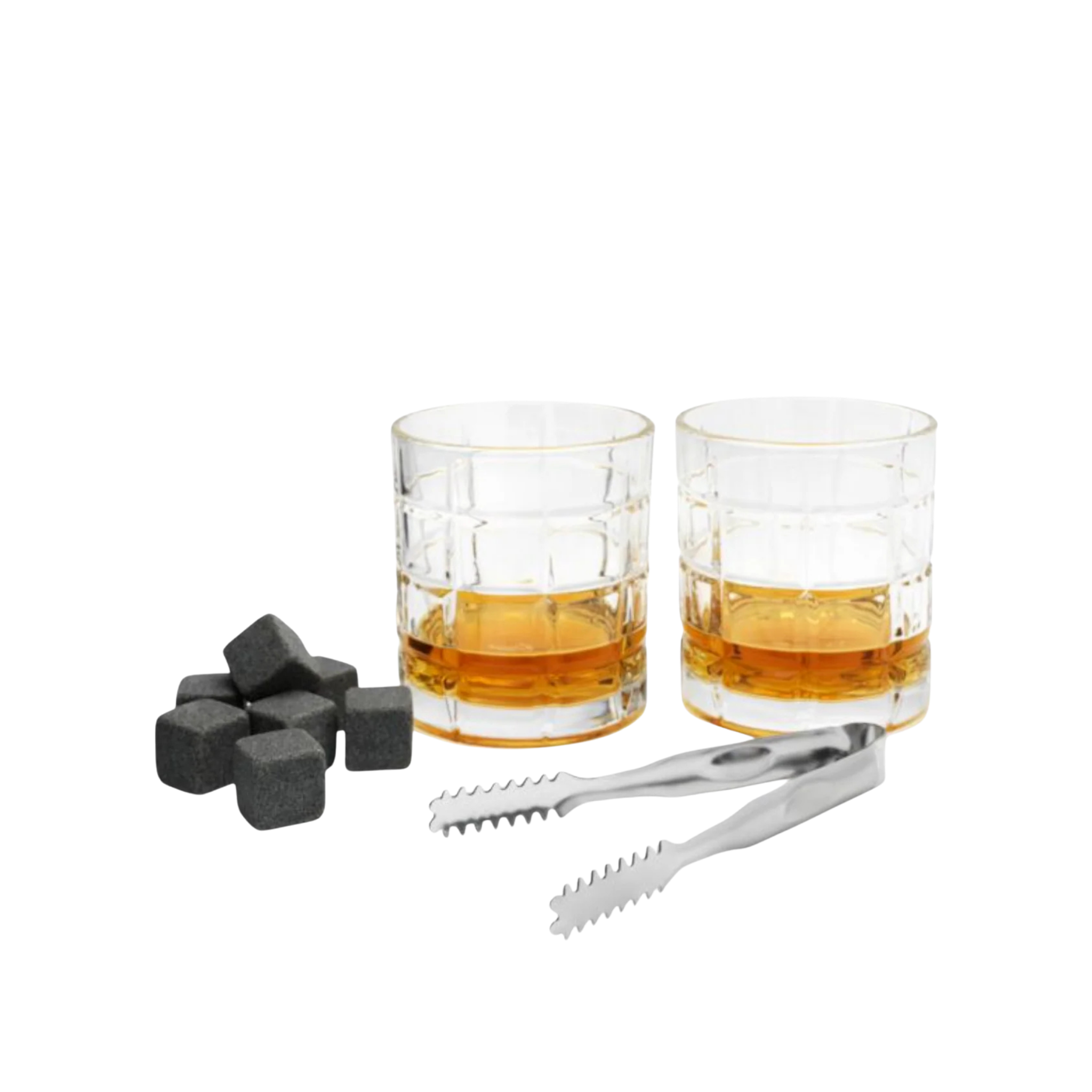 Gift Set Whiskey Glasses, Ice Cubes & Tongs