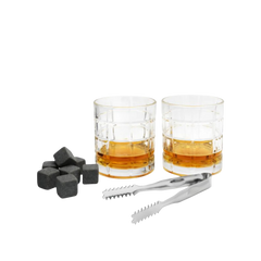 Gift Set Whiskey Glasses, Ice Cubes & Tongs