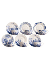 Aynsley Archive Blue Teacup & Saucers x6