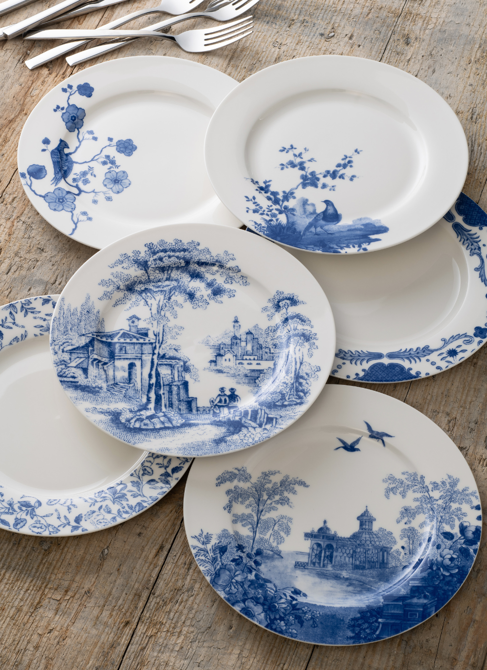 Aynsley Archive Blue Tea Plate Set, X 6