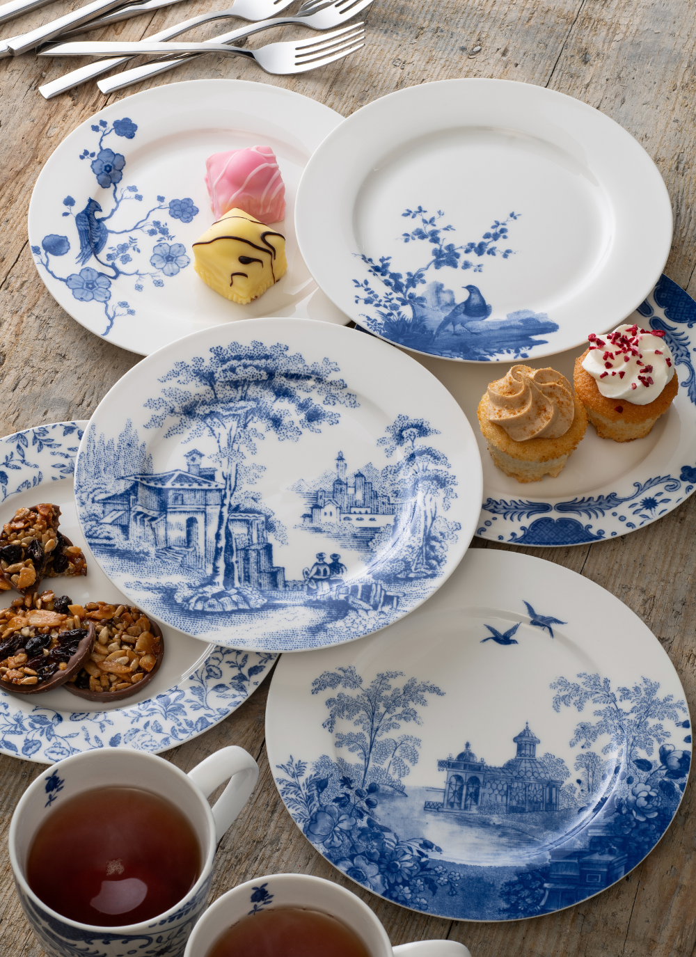 Aynsley Archive Blue Tea Plate Set, X 6