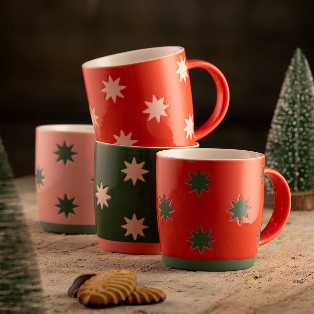 Belleek Bright Star Mugs X 4