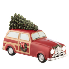 Aynsley Christmas Red Car Moris Minor LED Figurine
