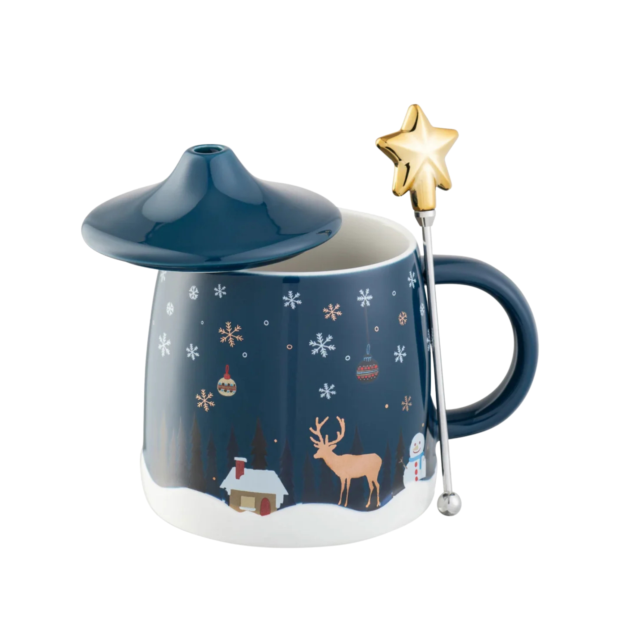 Aynsley Christmas Winter Scene Lidded Mug
