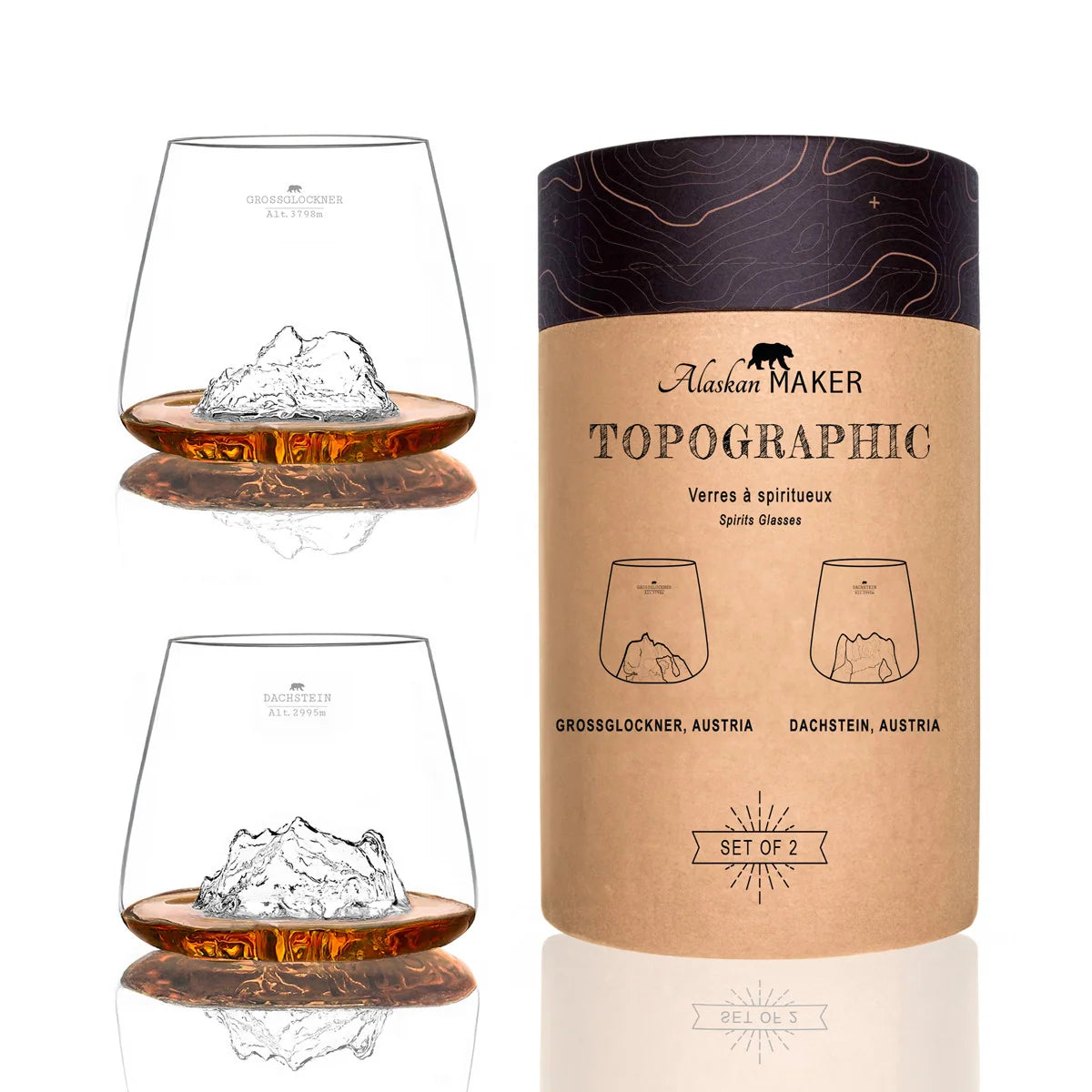 Alaskan Maker Topographic Glasses - Glossglockner & Dachstein (Set of 2)