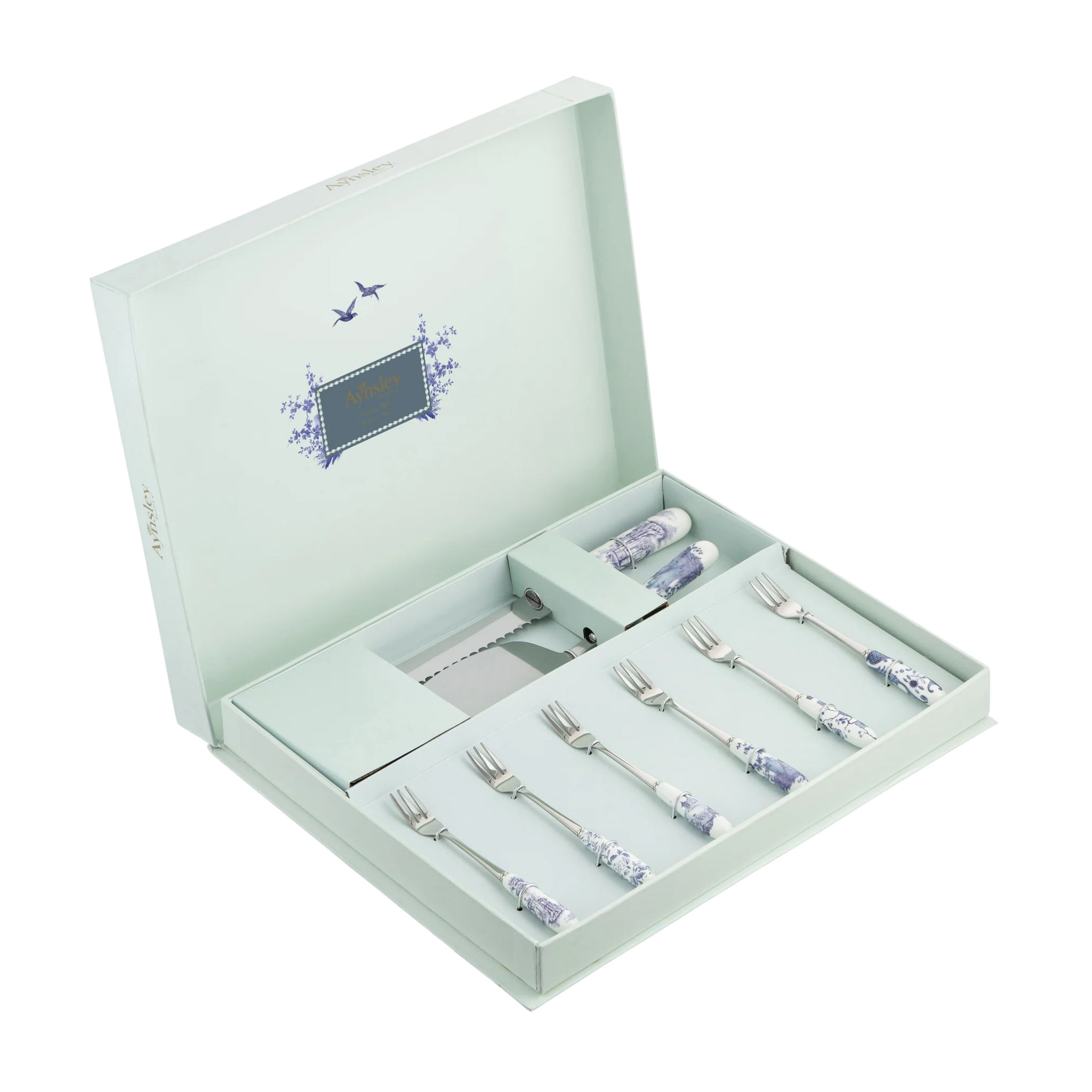 Aynsley Archive Blue Pastry Set