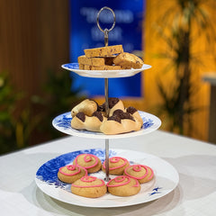 Aynsley Archive Blue 3 Tie Cake Stand