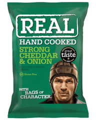 Real Hand Cooked - Strong Cheddar & Onion - Flavour Potato Crisps