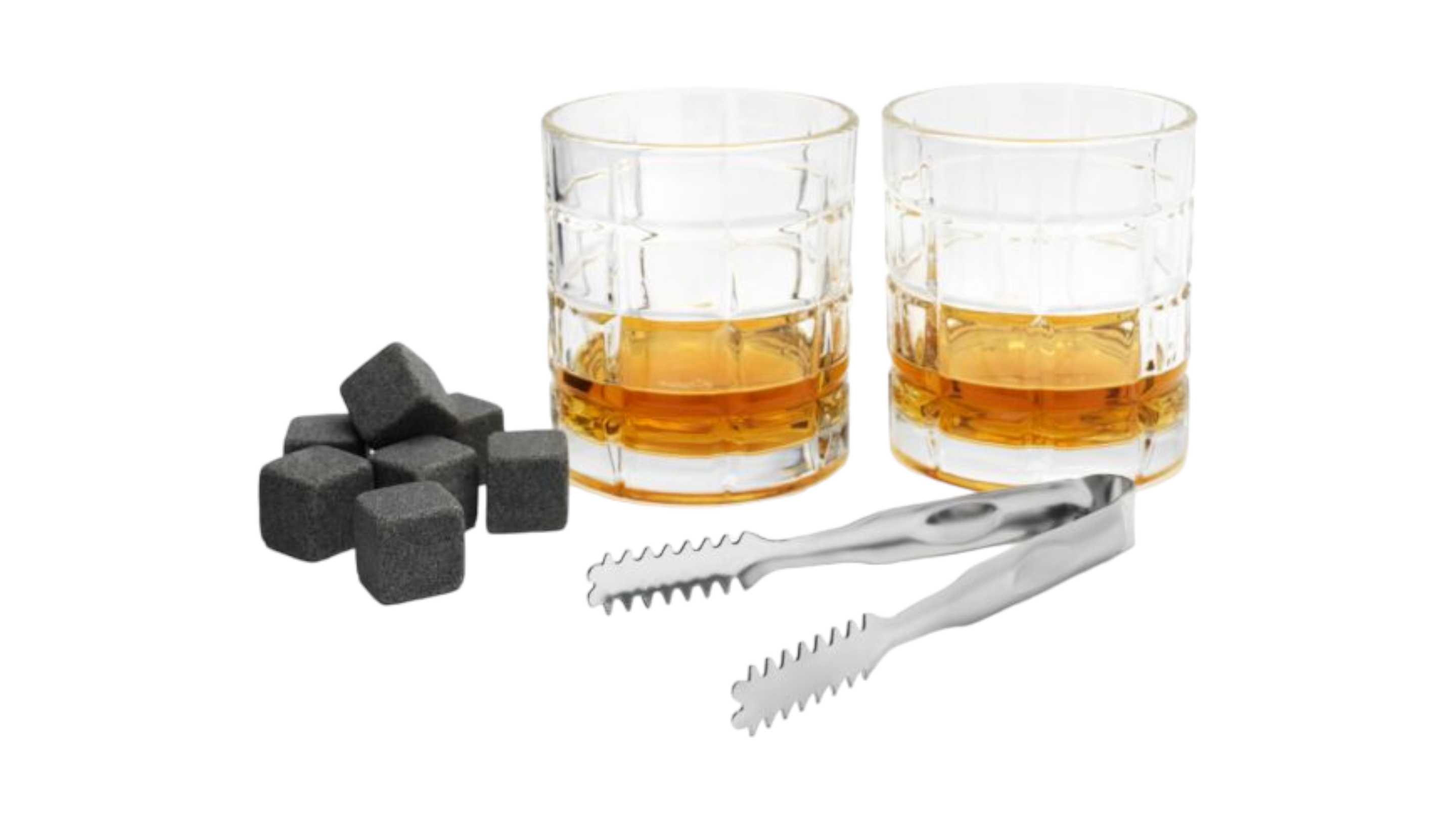 Gift Set Whiskey Glasses, Ice Cubes & Tongs