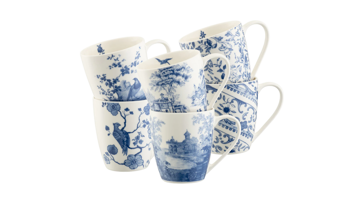 Aynsley Archive Blue Mugs Set, X 6