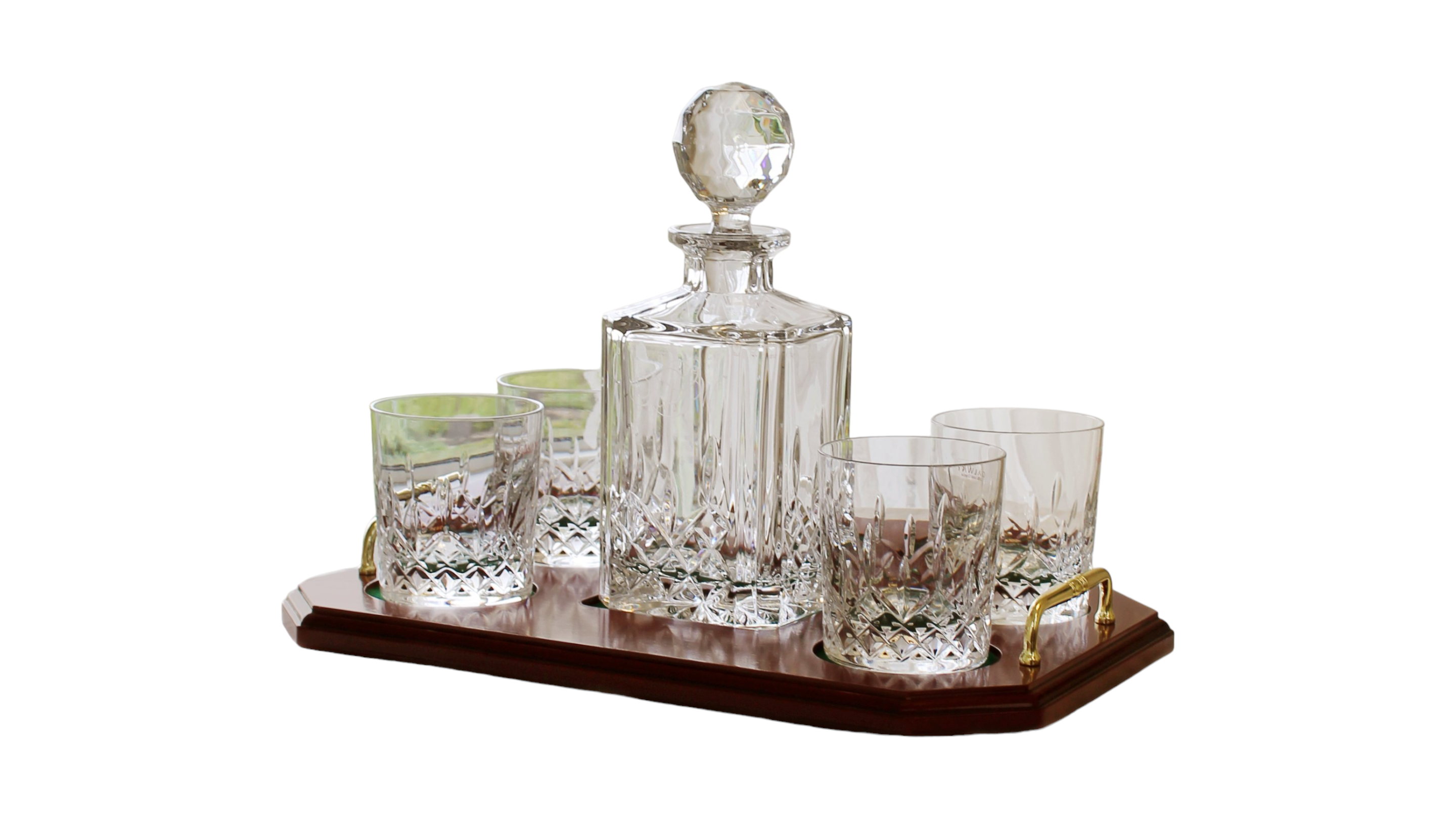Galway Crystal Longford Square Decanter Tray Set